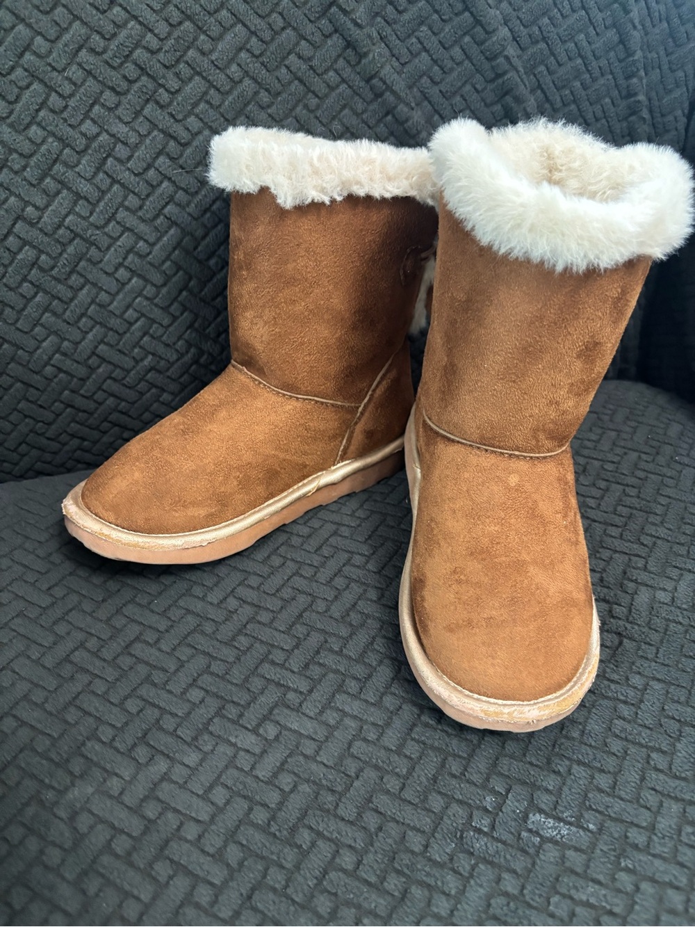 London Fog- Little Derby Street Faux-Suede Winter Boots - Chestnut Brown